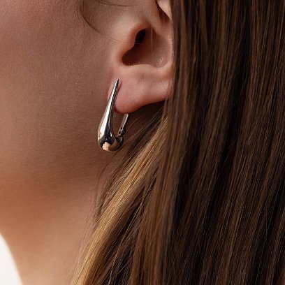 Сережки "Маленькі крапельки" у білому золоті (2.6 см) с08228 №4