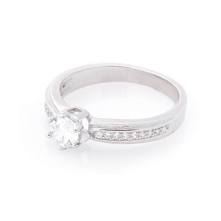 Серебряное помолвочное кольцо (фианиты) 112070 - 1 Серебряное помолвочное кольцо (фианиты) 112070 от ювелирного магазина Оникс - 1