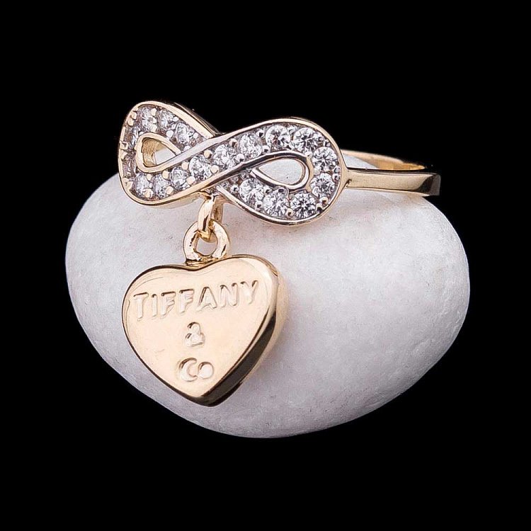 Золотое кольцо "Бесконечность" с фианитами к04601 - 2 Золотое кольцо "Бесконечность" с фианитами к04601 от ювелирного магазина Оникс - 2