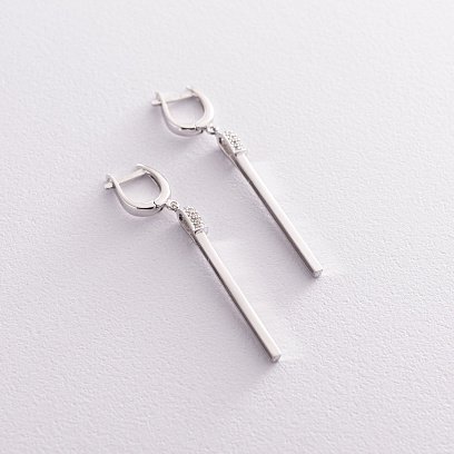 Золотые серьги "Спички" (фианит) с06280 №13