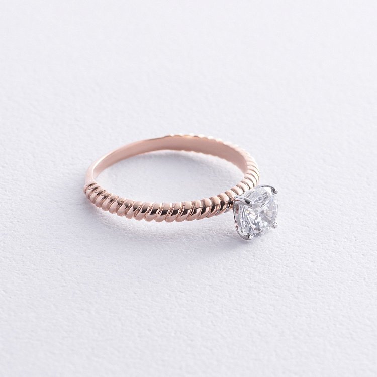 Заручальна золота каблучка з фіанітом к07638 від ювелірного магазину Онікс - 4