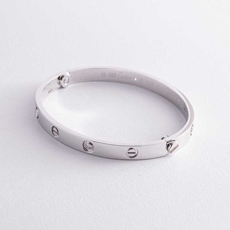 Жесткий золотой браслет "Love" (бриллианты) бб0031 - 2 Жесткий золотой браслет "Love" (бриллианты) бб0031 от ювелирного магазина Оникс - 2