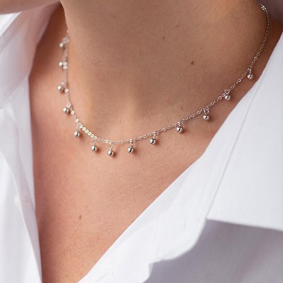 Серебряное колье "Шарики" 181247