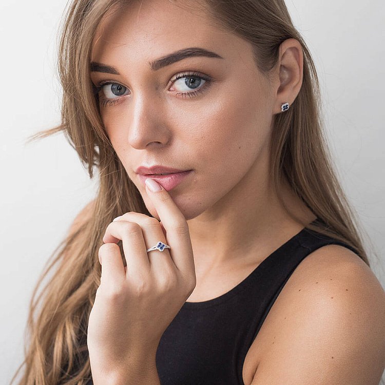 Золотое кольцо с бриллиантами и сапфирами кб0098lg от ювелирного магазина Оникс - 4