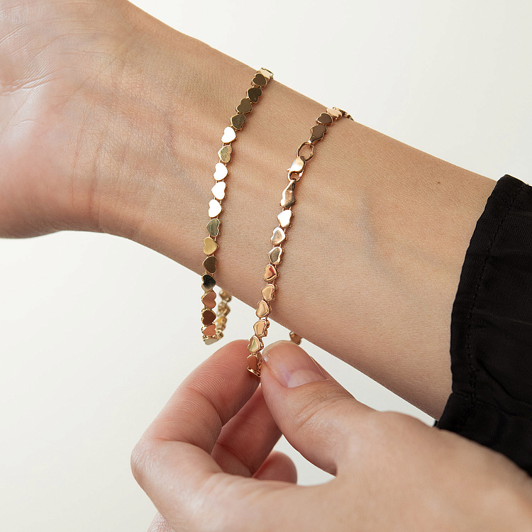 Браслет "Сердечки" у червоному золоті б05782 від ювелірного магазину Онікс - 1