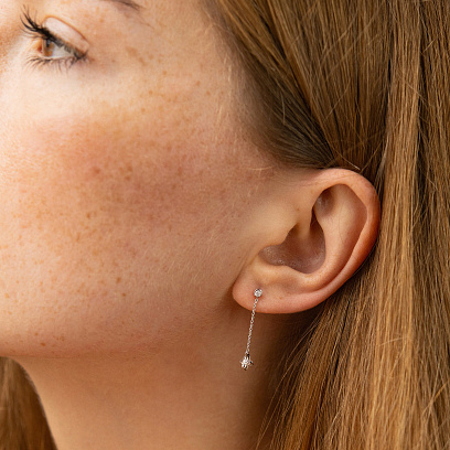 Золоті сережки - пусети "Конюшина" з діамантами сб0591lg №4