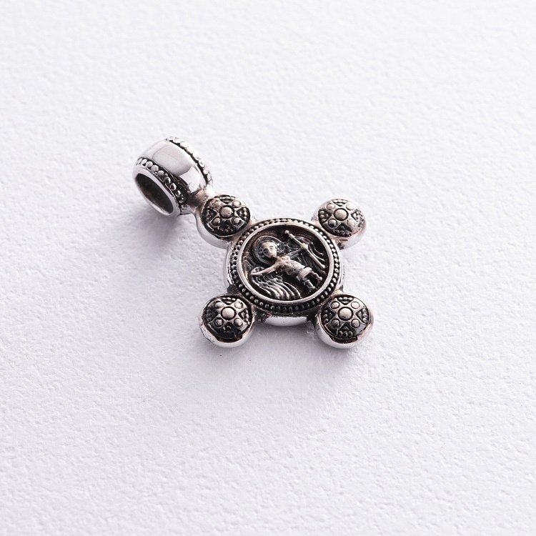 Золотой крестик "Спас Нерукотворный. Ангел Хранитель" п03795 от ювелирного магазина Оникс - 3