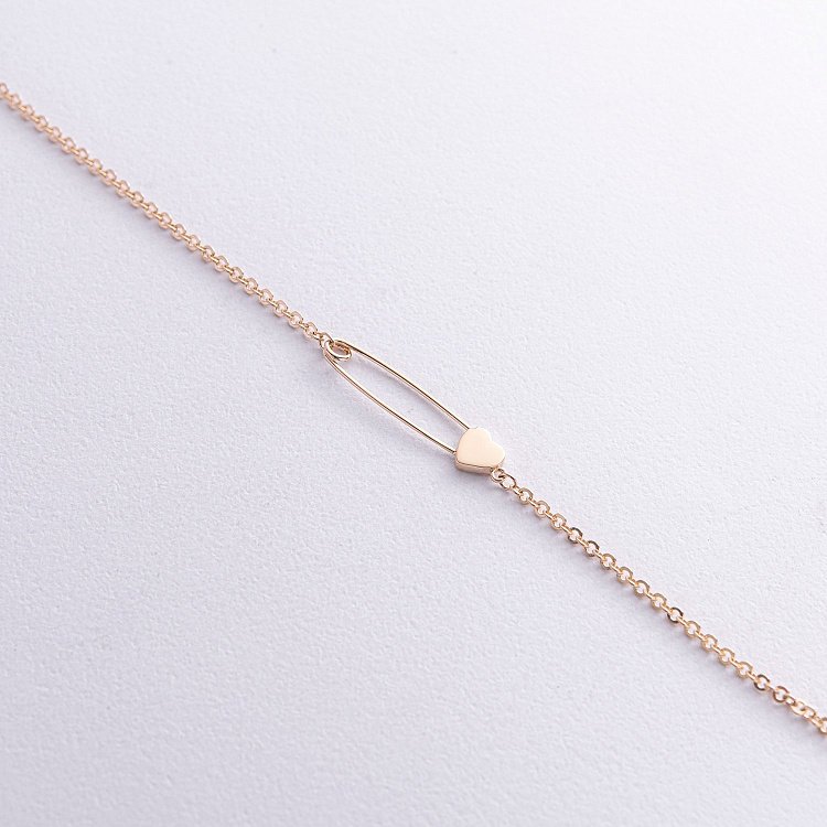 Браслет "Булавка с сердечком" в желтом золоте б05448 от ювелирного магазина Оникс - 5