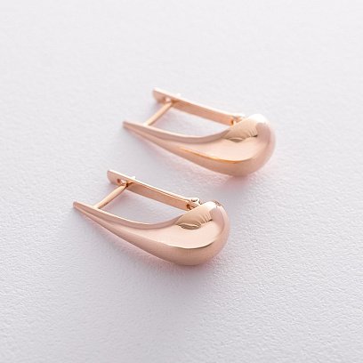 Сережки "Крапельки" у червоному золоті (3.1 см) с06420 №4