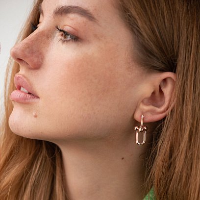 Серьги "Фантазия" в красное золоте с08792 №4