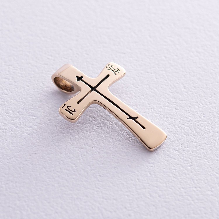 Крестик в желтом золоте (чернение) п03875 от ювелирного магазина Оникс - 5