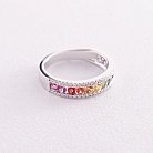 Золотое кольцо с разноцветными сапфирами и бриллиантами кб0435nl от ювелирного магазина Оникс - 2