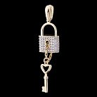 Золота підвіска "Ключик і замочок" з фіанітами п02493 от ювелирного магазина Оникс
