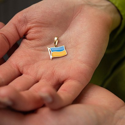 Підвіска "Прапор України" у жовтому золоті п03780 №2