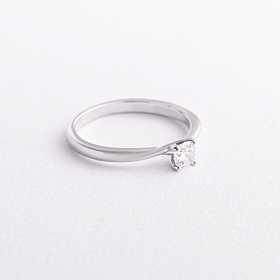 Помолвочное серебряное кольцо с фианитом 112858 №2