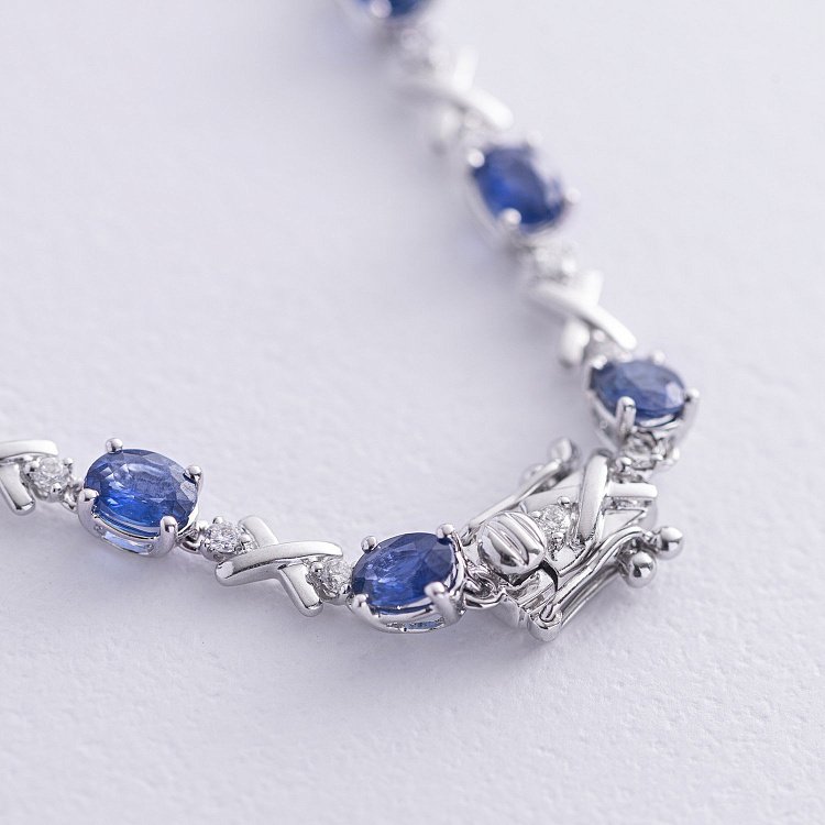 Золотой браслет с бриллиантами и сапфирами бб0040nl от ювелирного магазина Оникс - 4