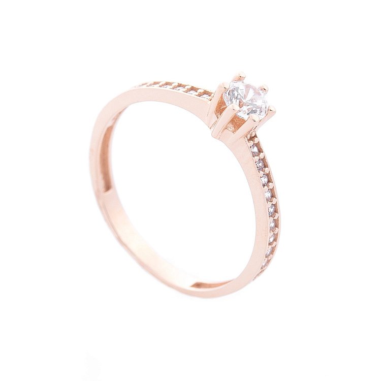 Золота заручальна каблучка з фіанітами к03323 від ювелірного магазину Онікс