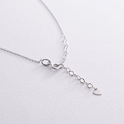 Колье с одним фианитом в белом золоте кол02351 №5