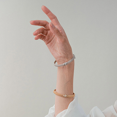 Жесткий браслет "Marie" в красном золоте (фианиты) б05587 №4