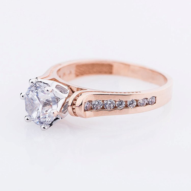 Помолвочное кольцо с фианитами к04667 от ювелирного магазина Оникс - 1