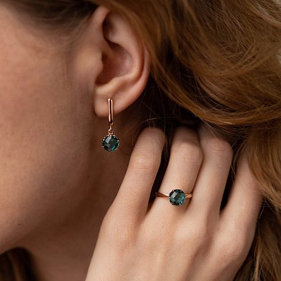 Кольцо в красном золоте (зеленый кварц) к4748кв №4