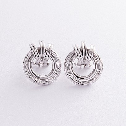 Сережки "Кільця" у білому золоті с08367 №5