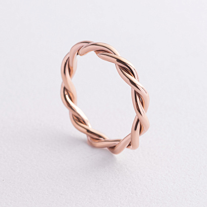 Каблучка "Переплетення" в червоному золоті к08356