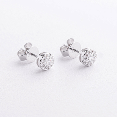 Серьги - пусеты в белом золоте (бриллианты) сб0717mi