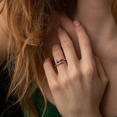 Каблучка "Цвях" з діамантами (біле золото) кб0475м №6