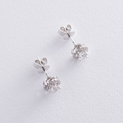 Золотые серьги - пусеты с бриллиантами сб0336ri №3