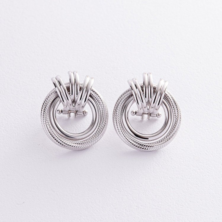 Сережки "Кільця" у білому золоті с08367 від ювелірного магазину Онікс - 4