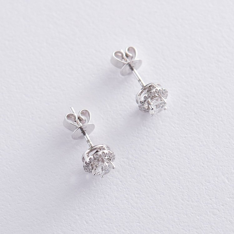 Золотые серьги - пусеты с бриллиантами сб0336ri от ювелирного магазина Оникс - 2