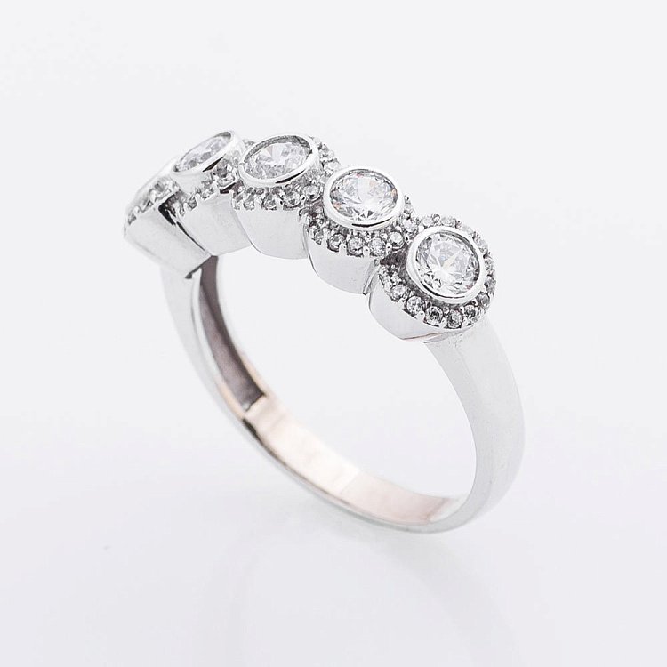 Золота каблучка з фіанітами к02885 від ювелірного магазину Онікс