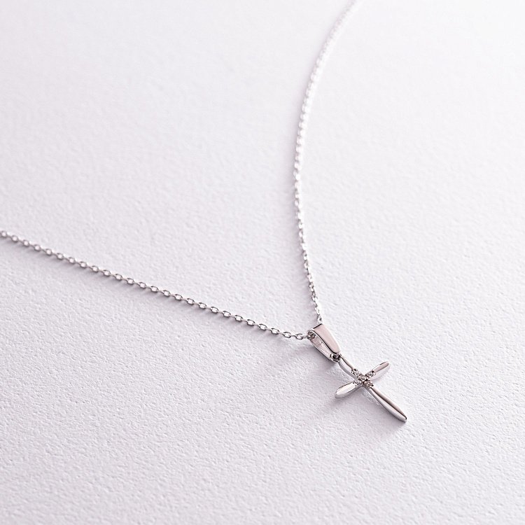 Золоте кольє "Хрестик" з фіанітами кол02186 від ювелірного магазину Онікс