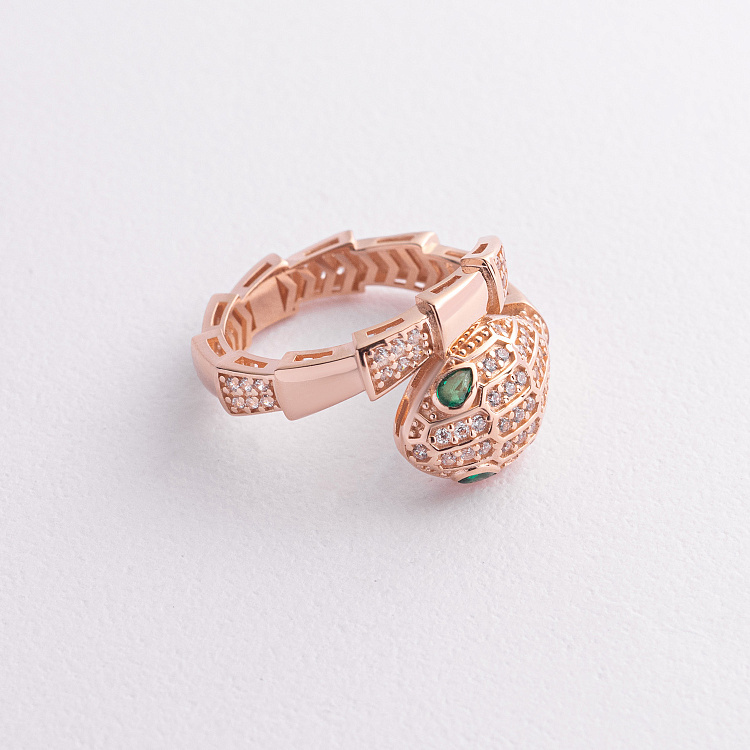 Кольцо "Змея" в красном золоте (фианиты) к08299 от ювелирного магазина Оникс