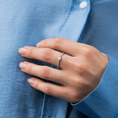 Золота каблучка з діамантами кб0685ri №2