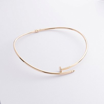 Колье "Гвоздь" в желтое золоте (фианиты) кол02529