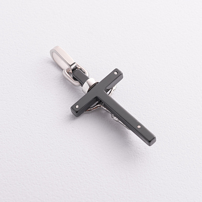 Хрестик "Розп'яття. INRI" (кераміка, срібло) 1785ч №2