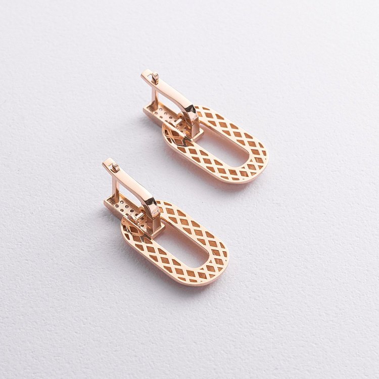 Сережки в червоному золоті (фіаніти) с09290 від ювелірного магазину Онікс - 2