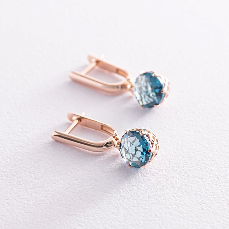 Серьги в красном золоте (Лондон топаз) с4748топ от ювелирного магазина Оникс