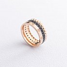 Золотое кольцо с черными фианитами к06670 от ювелирного магазина Оникс - 2