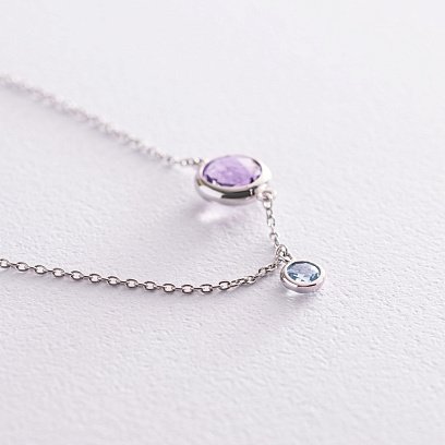 Золоте кольє (аметист, топаз) кол01858 №8