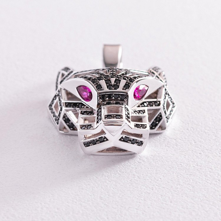 Золотая подвеска "Пантера" с фианитами п03650 от ювелирного магазина Оникс - 2