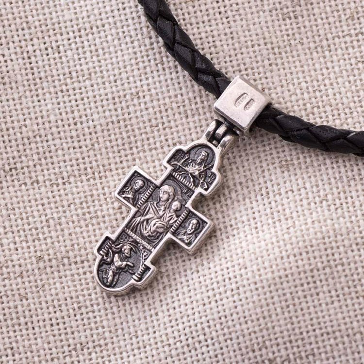 Православний хрест "Явлення Христа до жінок-мироносиць. Ікона Божої Матері" Несподівана Радість " 131110 від ювелірного магазину Онікс - 3