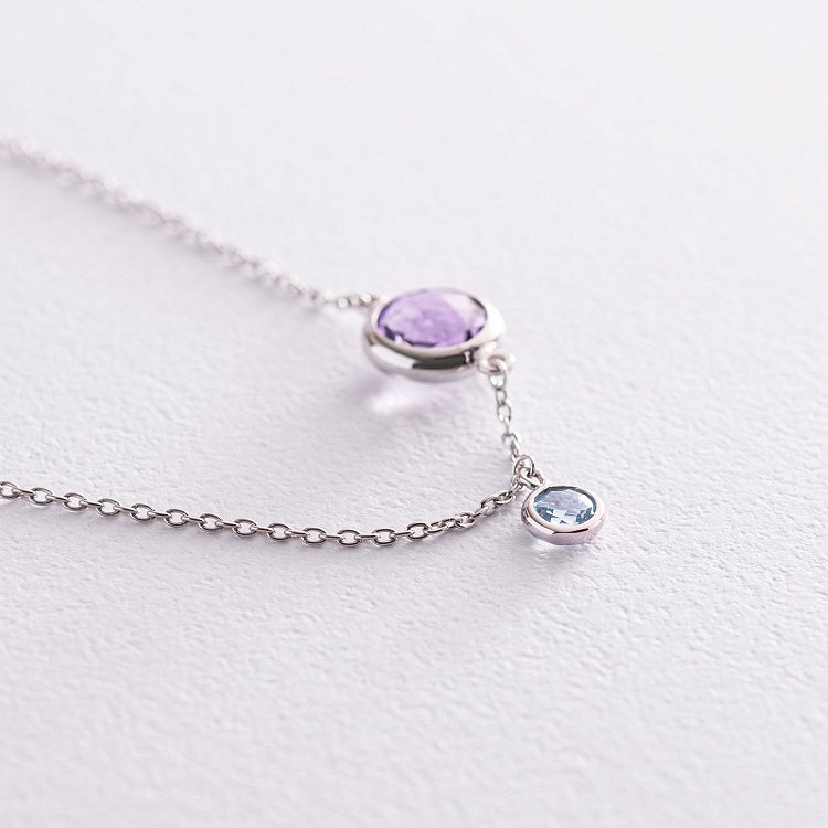 Золоте кольє (аметист, топаз) кол01858 від ювелірного магазину Онікс - 8