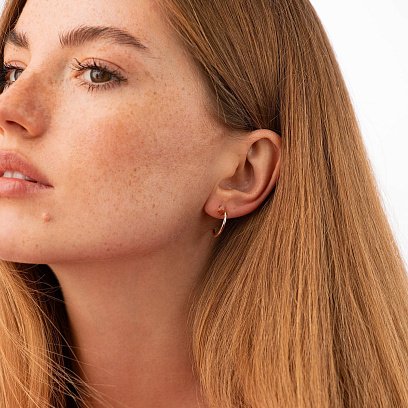 Серьги - пусеты "Гвоздь" в красном золоте (фианиты) с09123 №4