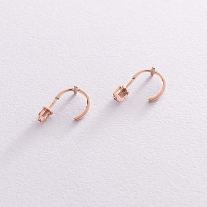 Сережки - пусети "Хрестики" в червоному золоті с07006 №4