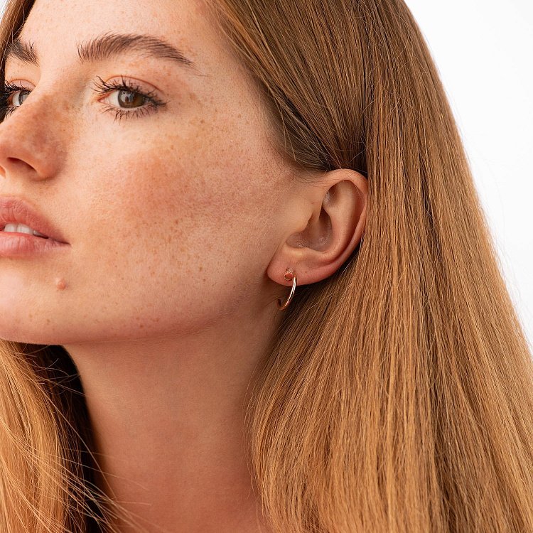 Серьги - пусеты "Гвоздь" в красном золоте (фианиты) с09123 от ювелирного магазина Оникс - 3