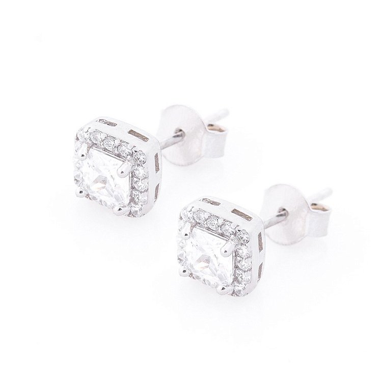 Серебряные серьги-пусеты с фианитами 122461 от ювелирного магазина Оникс