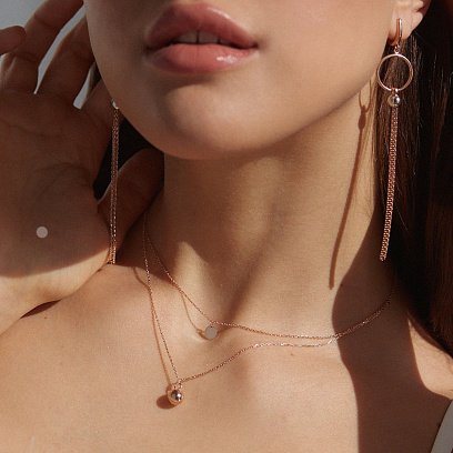 Висячие серьги из красного золота с07206 №9